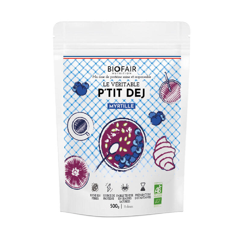 Petit déjeuner bio - Myrtille et protéine de lait | 500g