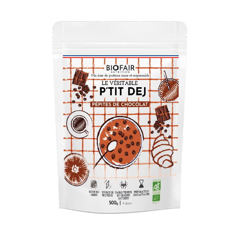 Petit déjeuner bio - Pépites de chocolat et protéine de lait | 500g