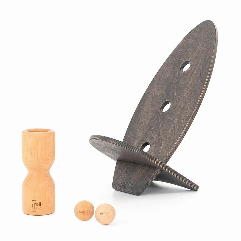 Balance Board Set klein Buche schwarzes Brett Handmade in Germany - ROLLHOLZ