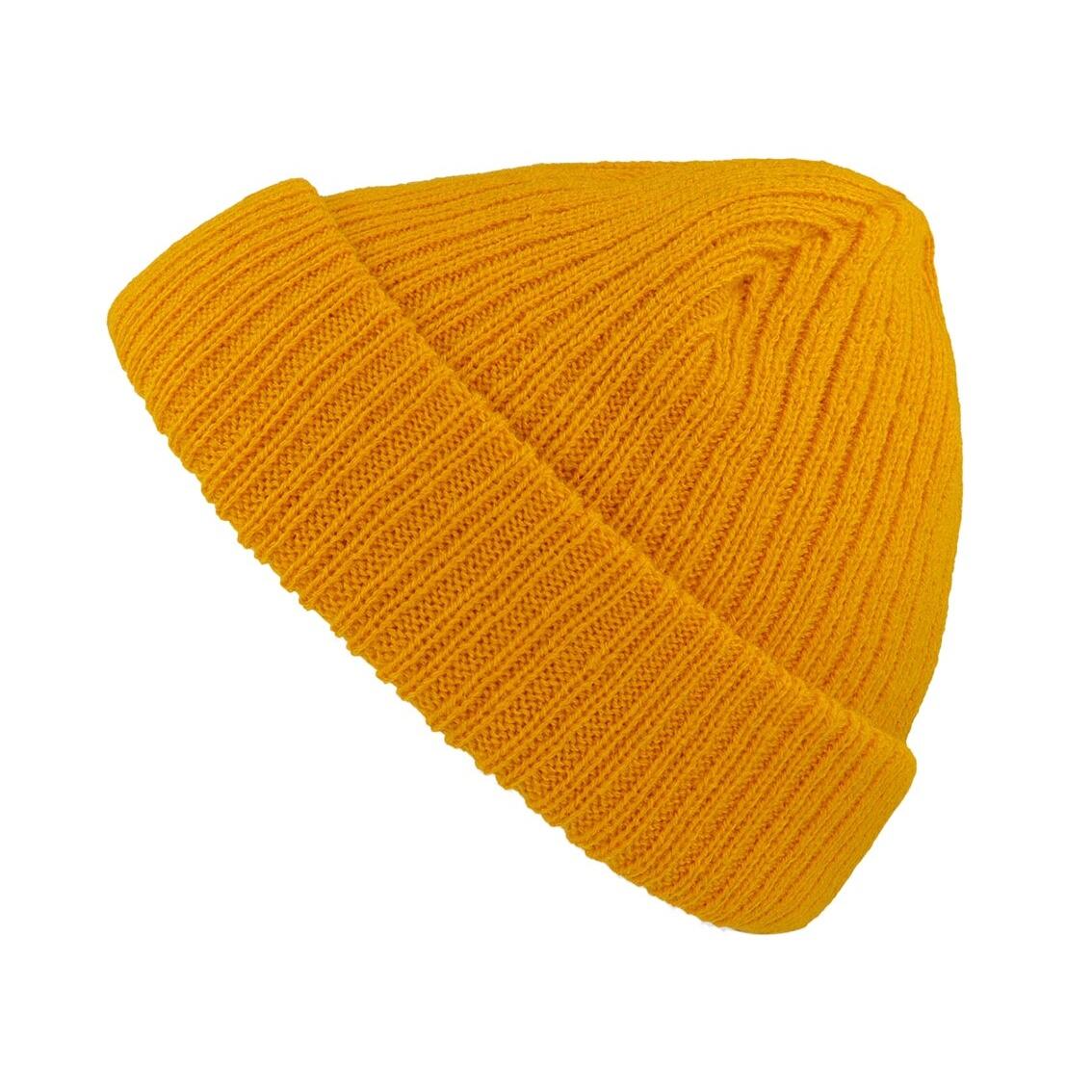 Unisex Docker Short Beanie With Turn Up (Yellow) 1/3