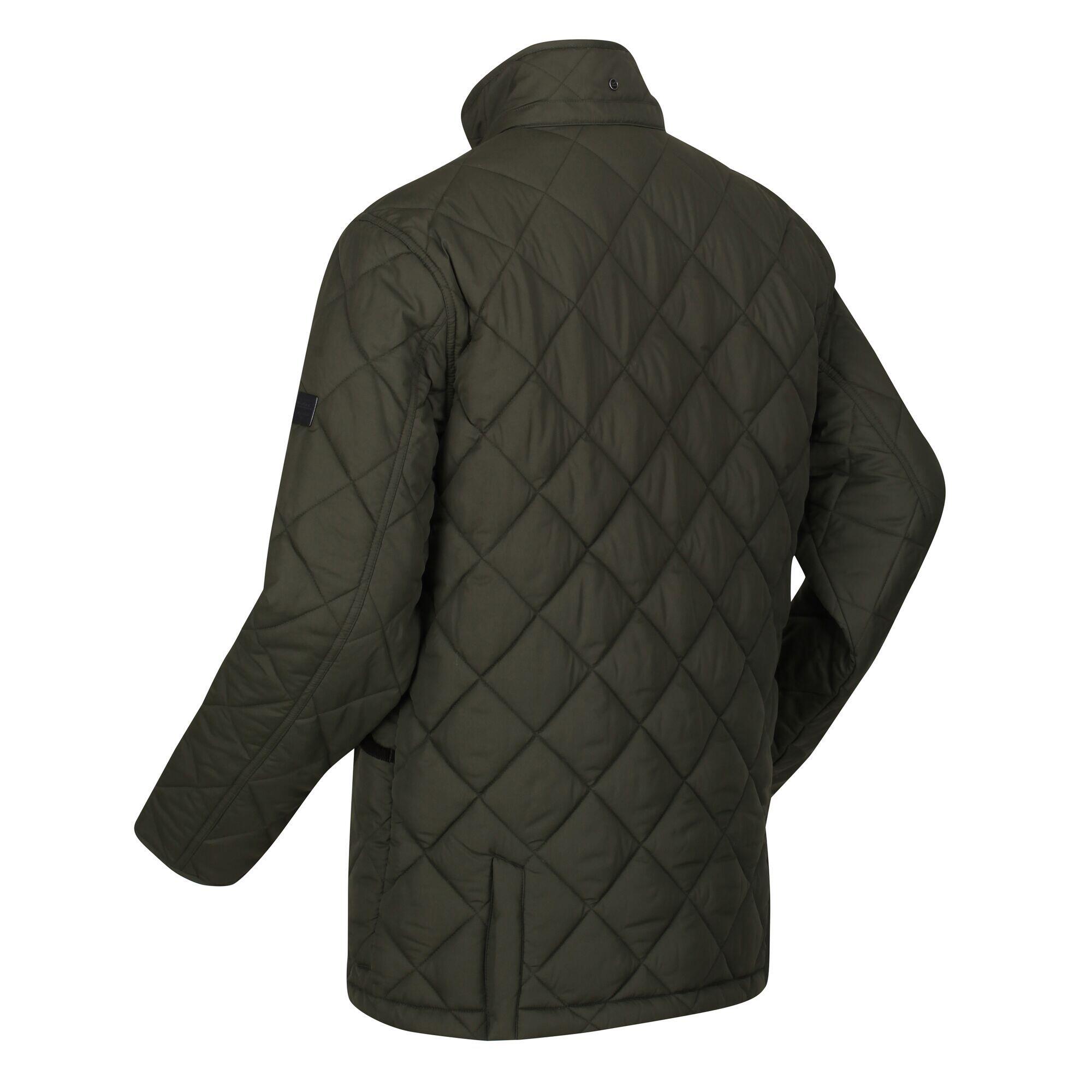 Mens Londyn Quilted Insulated Jacket (Dark Khaki) 4/5