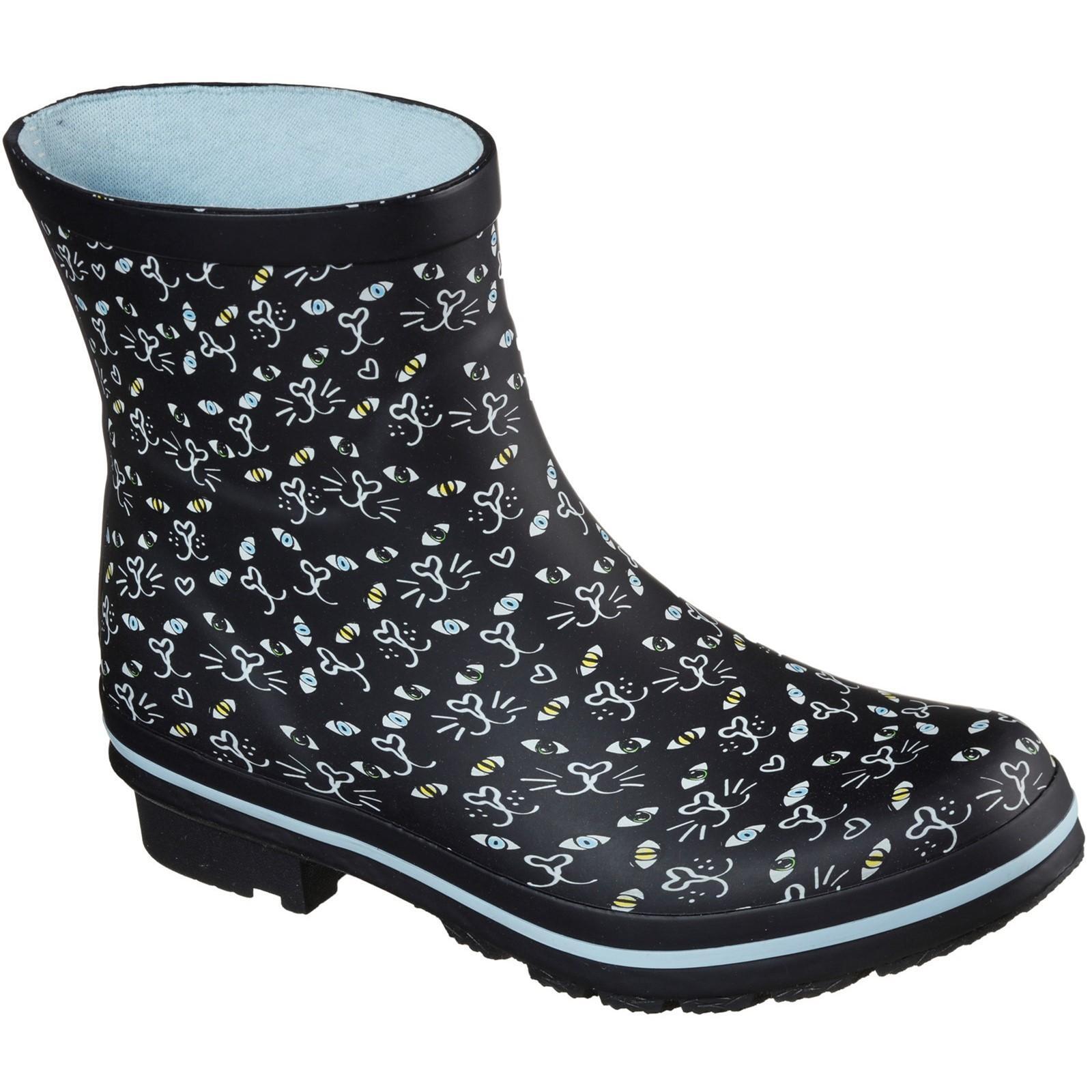 SKECHERS Womens/Ladies Bobs Rain Check Misty Eye Wellington Boots (Black)