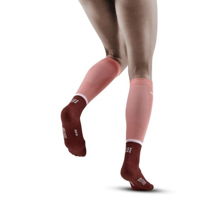 Meias de running com compressão médica, vermelhas e cor de rosa para mulher