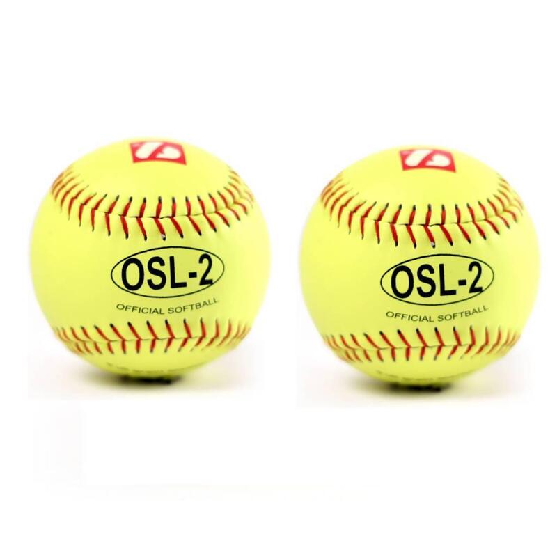 balle de compétition softball, 12'', jaune 2 pièces OSL-2