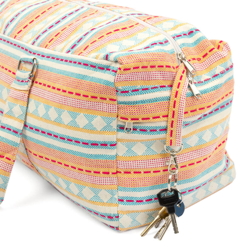 ETHNO Collection: Yoga Kit Bag Jacquard-Webstoff, apricot-hellblau gemustert