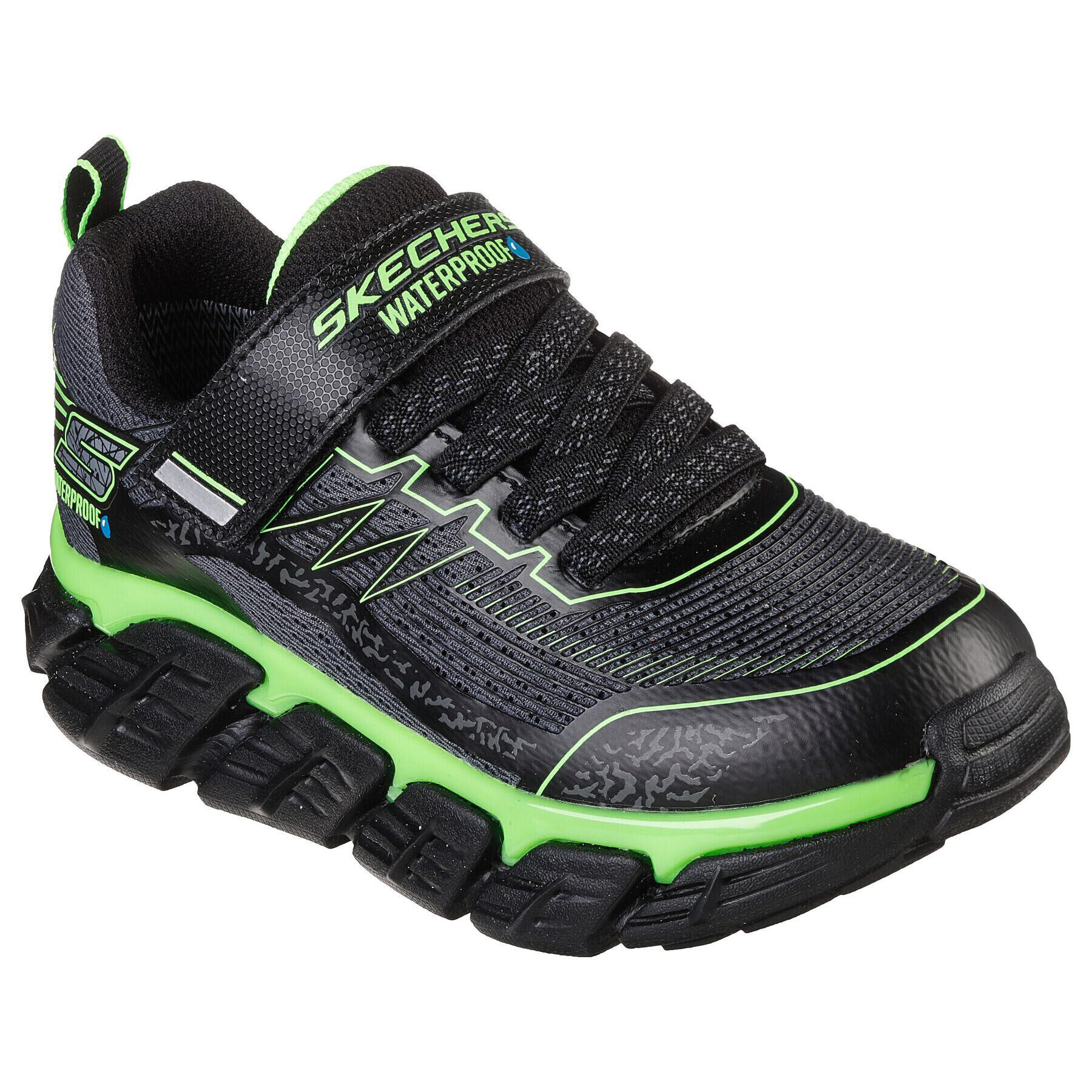 SKECHERS Boys Tech Grip Trainers (Grey/Lime)