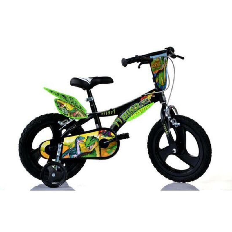 Bicicleta Infantil De dinosaurio trex con certificado tüv original ruedas apoyo ideal como regalo para niños 14 pulgadas negro 46