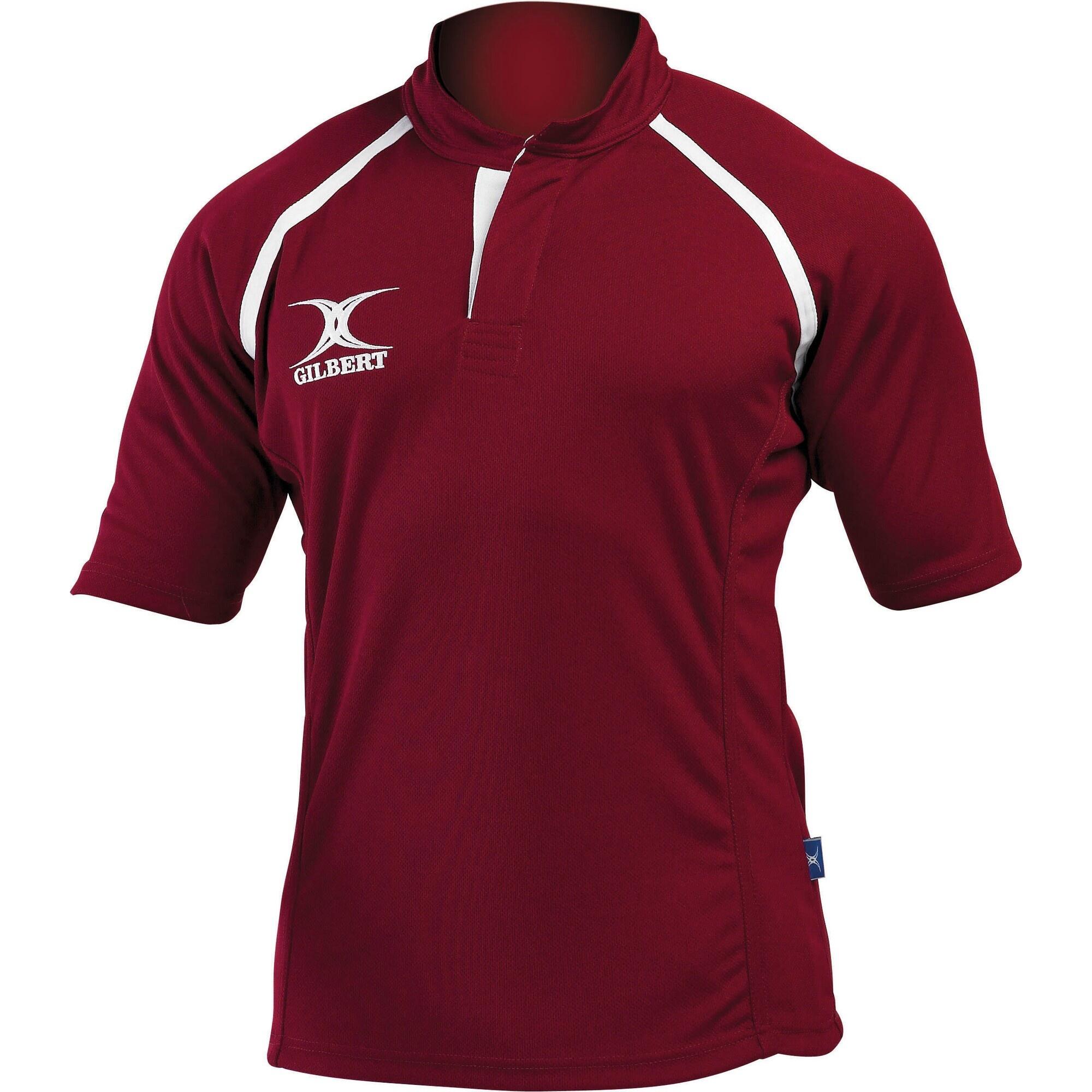 Rugby Childrens/Kids Xact Match Short Sleeved Rugby Shirt (Maroon) 1/1