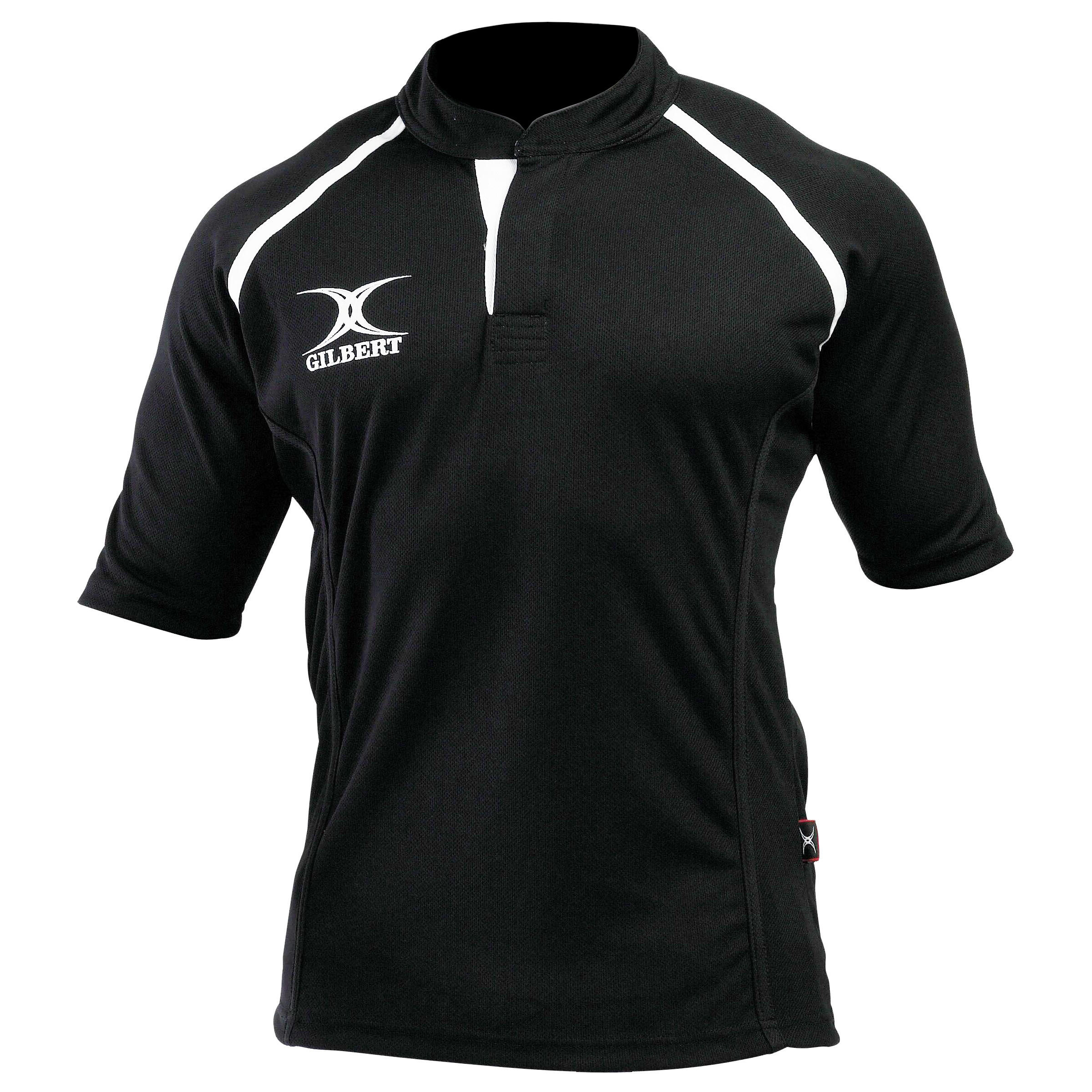 GILBERT Rugby Mens Xact Game Day Short Sleeved Rugby Shirt (Black)