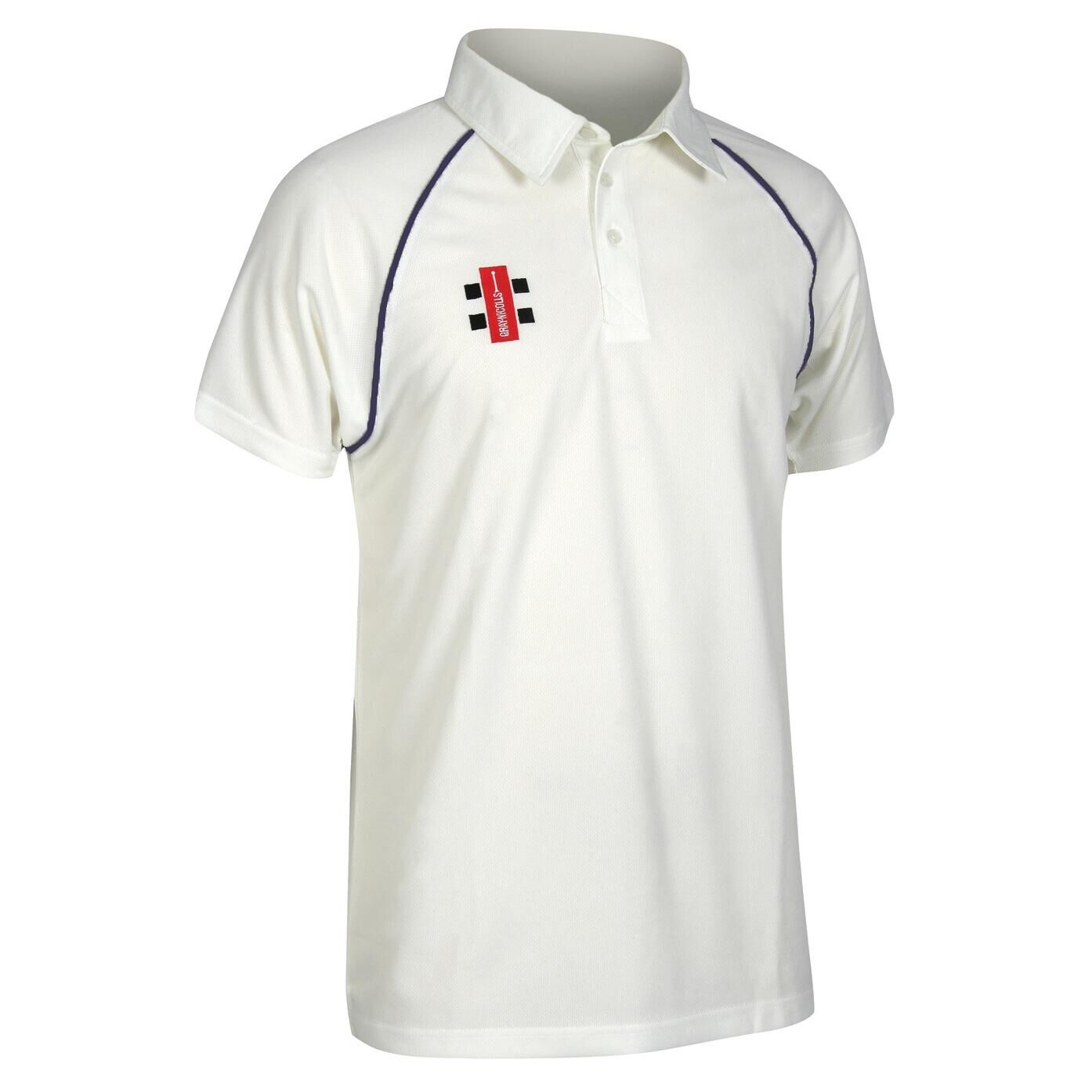 GRAY-NICOLLS Childrens/Kids Matrix Short Sleeve Cricket Shirt (Ivory/ Navy)