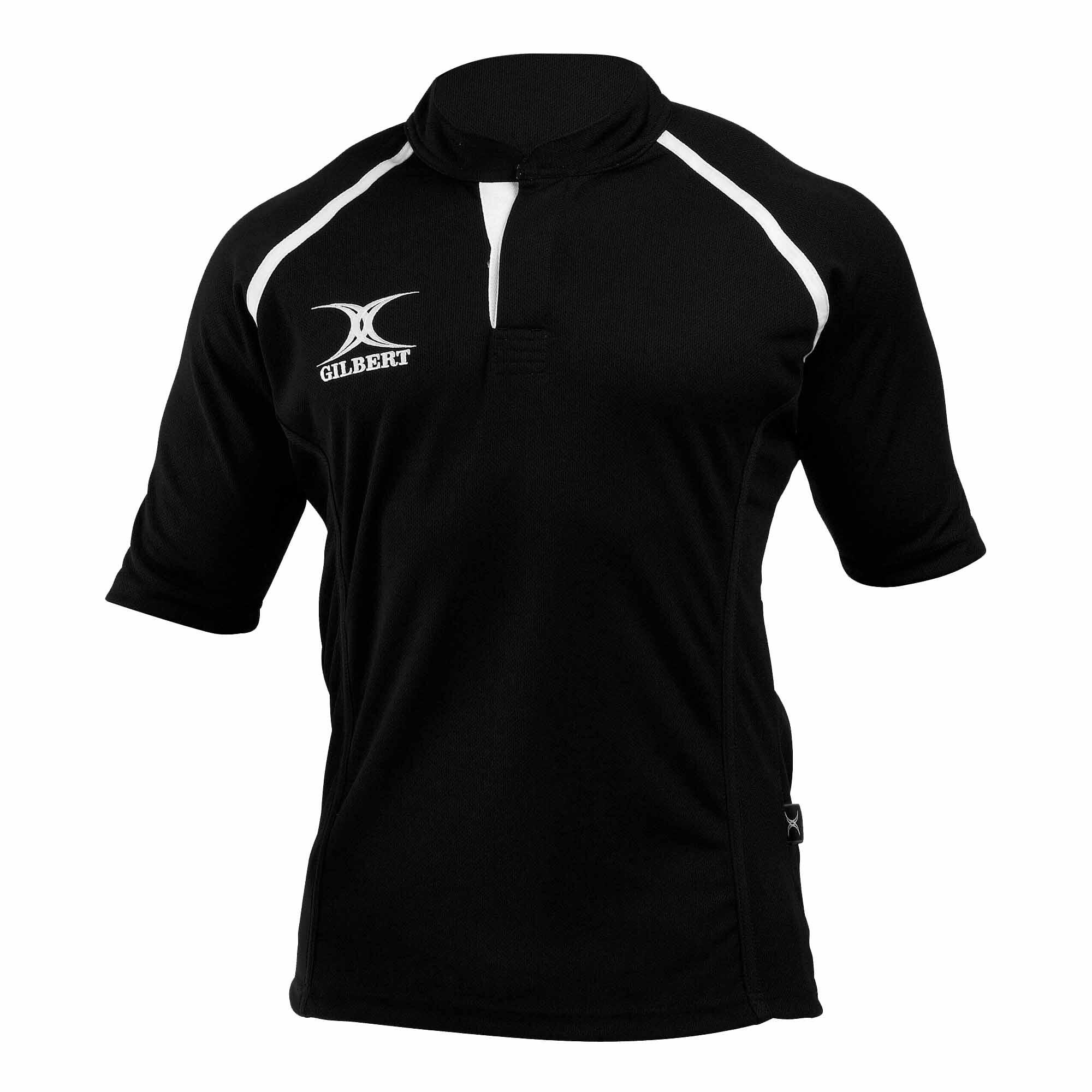 GILBERT Rugby Childrens/Kids Xact Match Short Sleeved Rugby Shirt (Black)