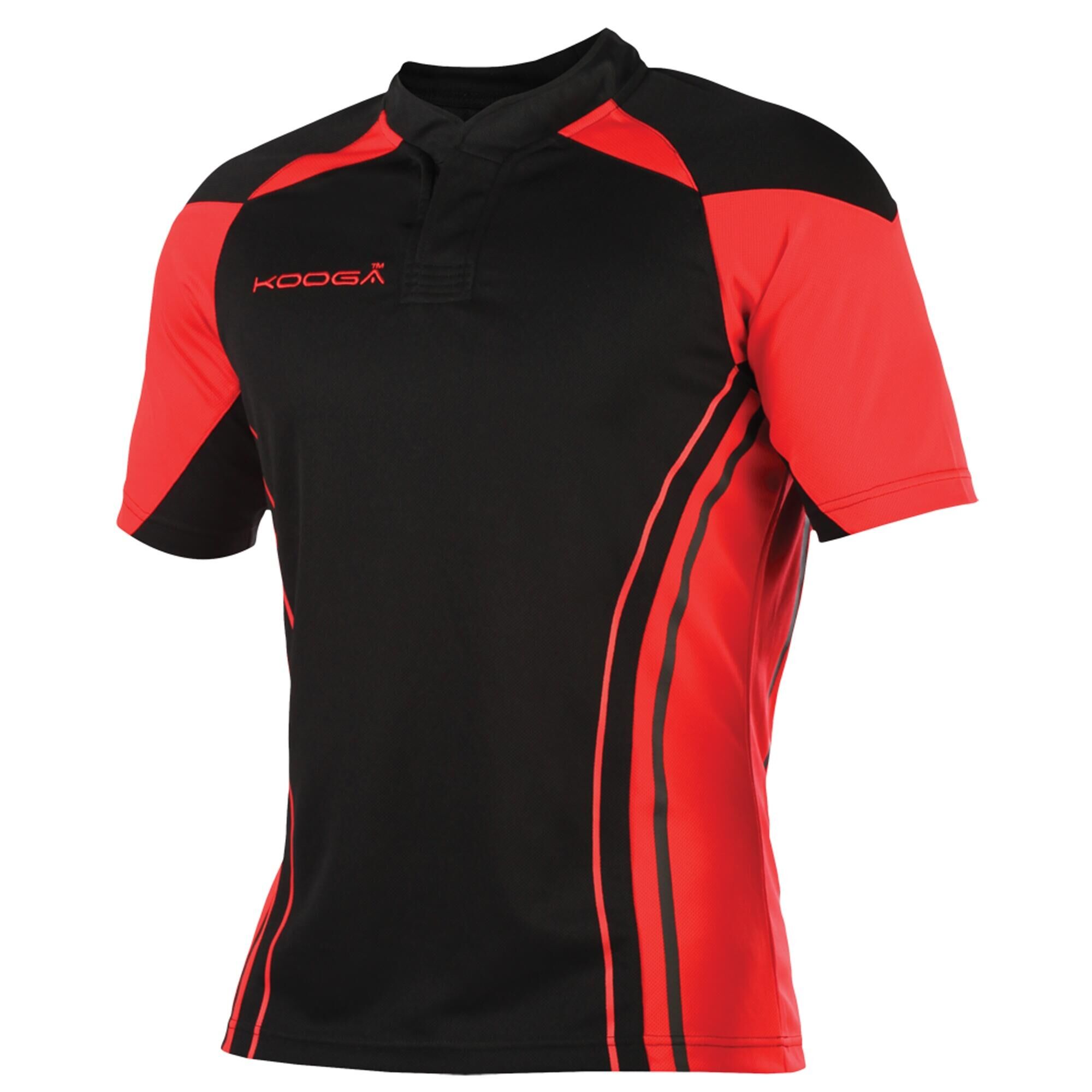 KOOGA Boys Junior Stadium Match Rugby Shirt (Black/Red)