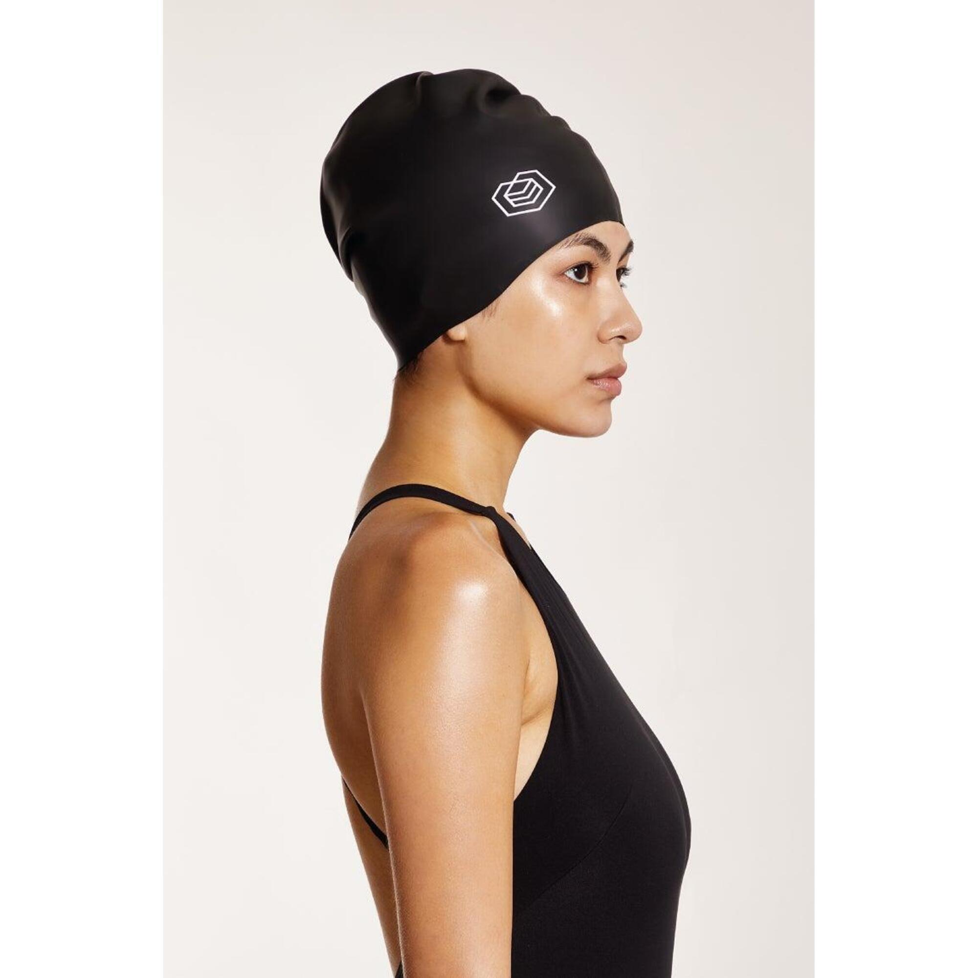 Swim Cap for Long Hair (Medium) - Black 3/5