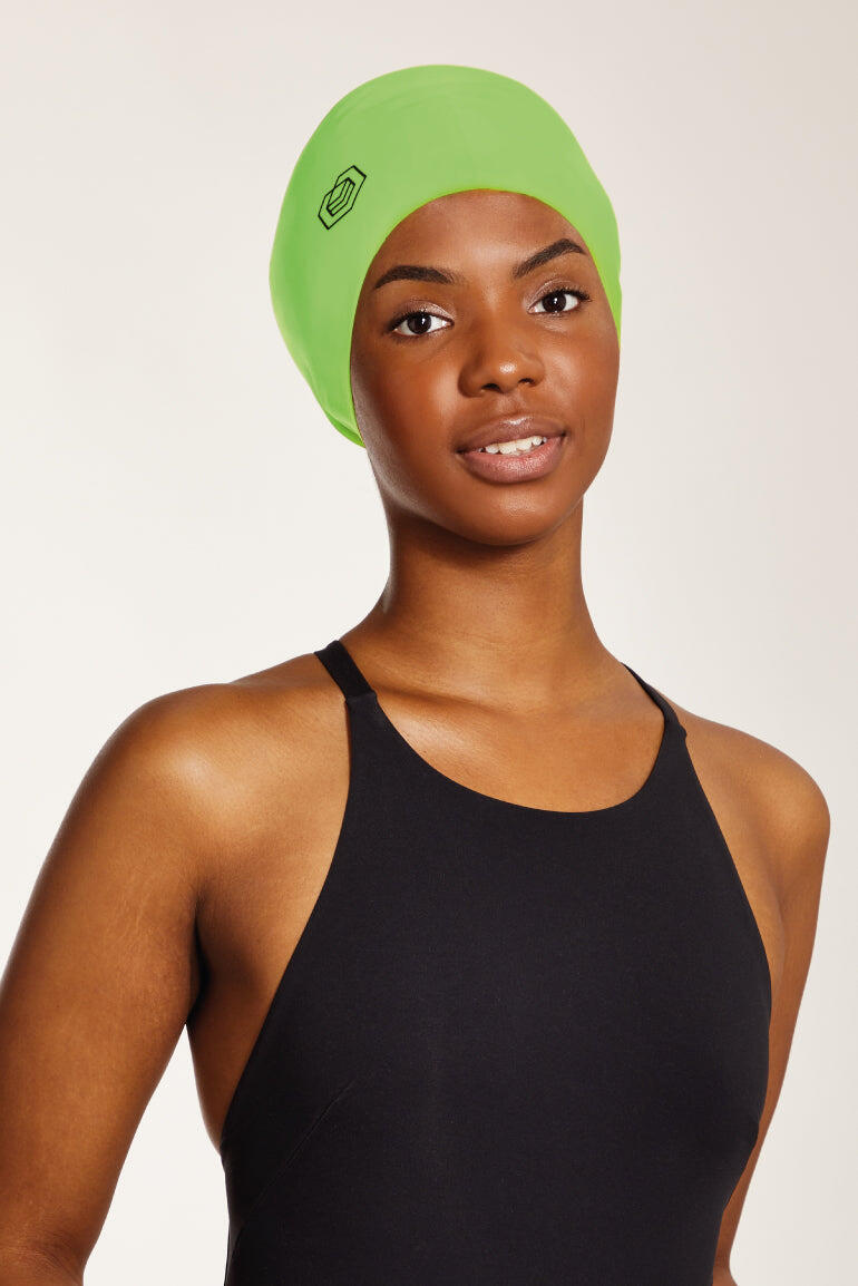 Swim Cap for Long Hair (Large) - Neon Green 3/5
