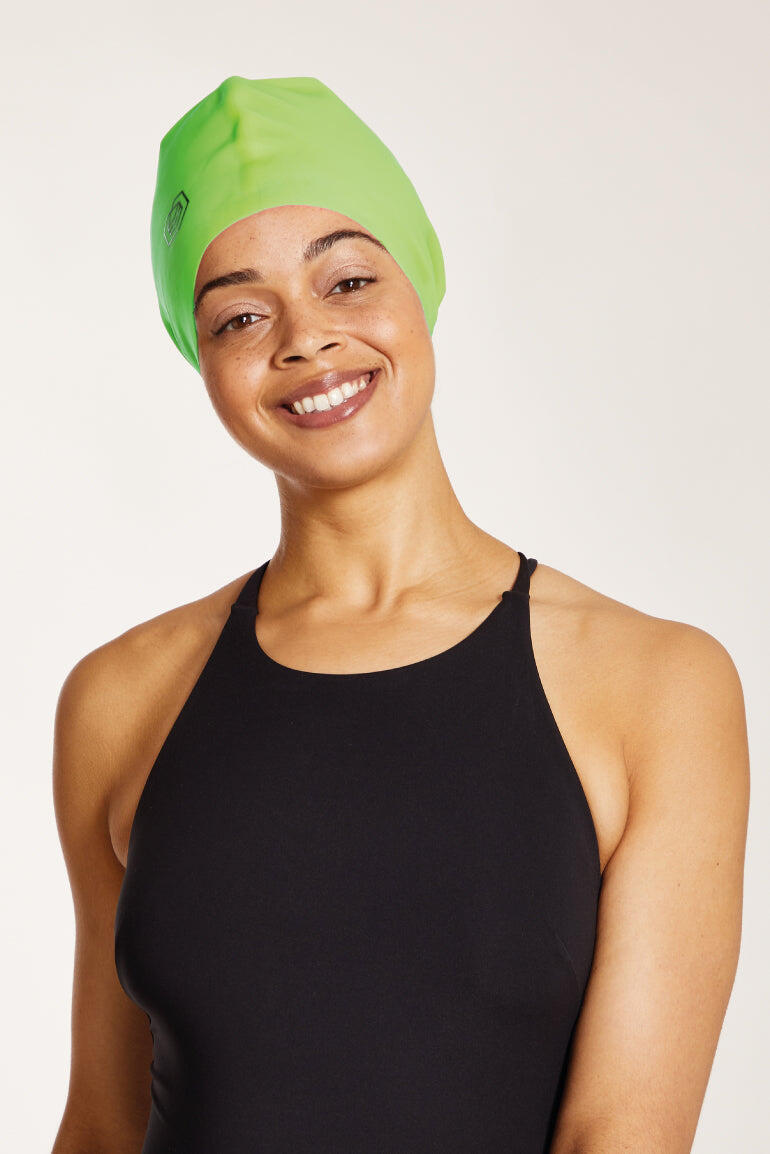 Swim Cap for Long Hair (Large) - Neon Green 4/5