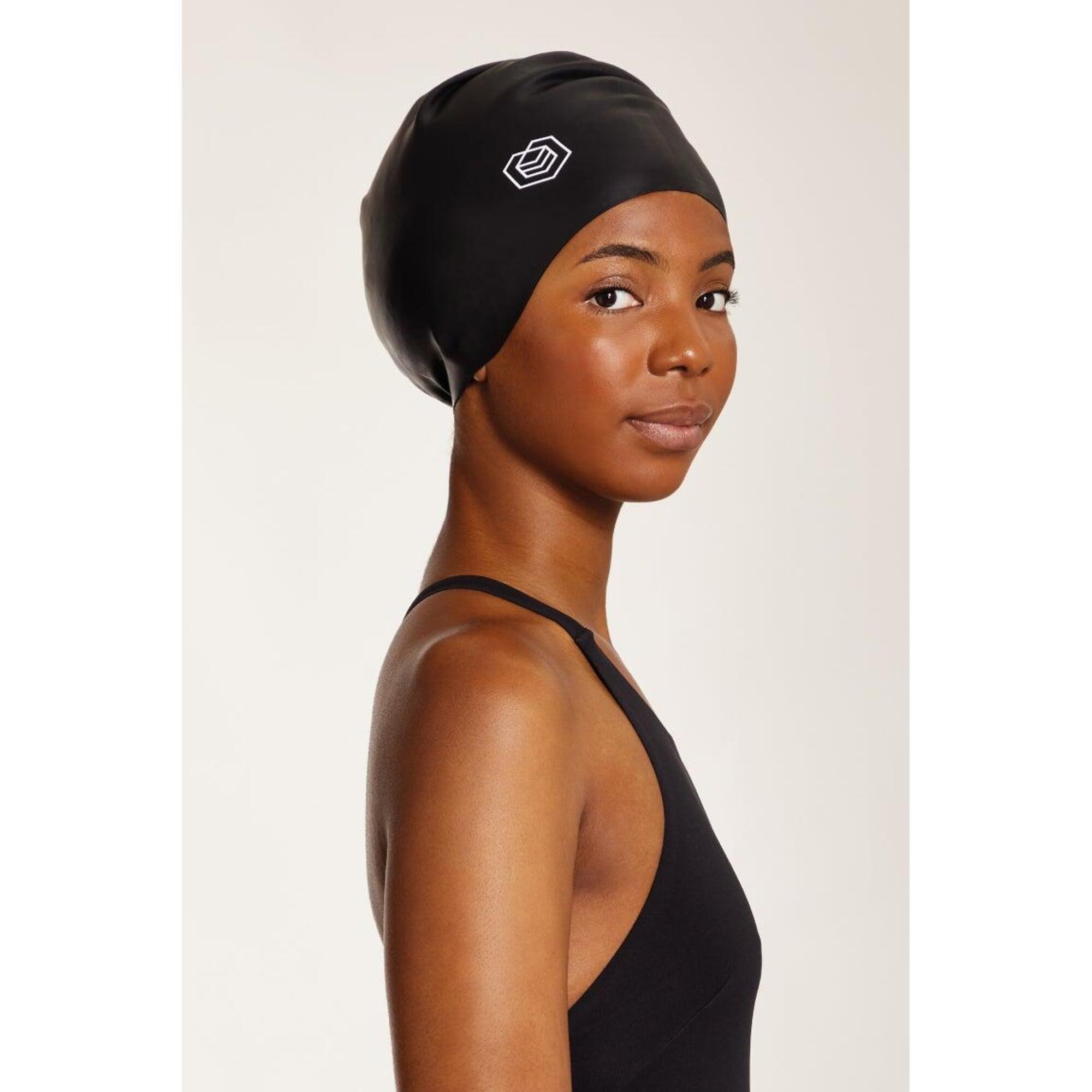 SOUL CAP Swim Cap for Long Hair (Large) - Black