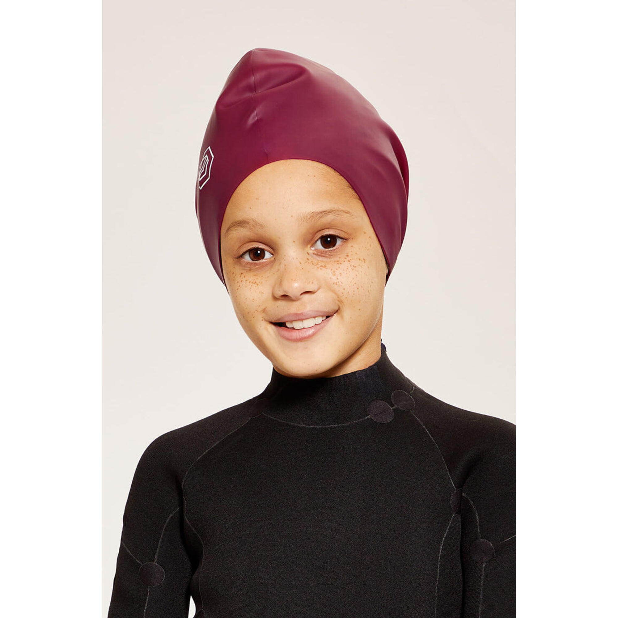 SOUL CAP Children's Swim Cap for Long Hair (Large) - Burgundy