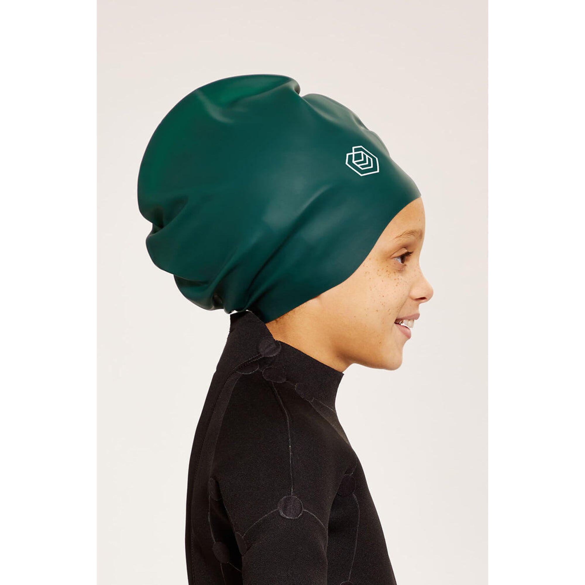 Children's Swim Cap for Long Hair (Large) - Green 1/5