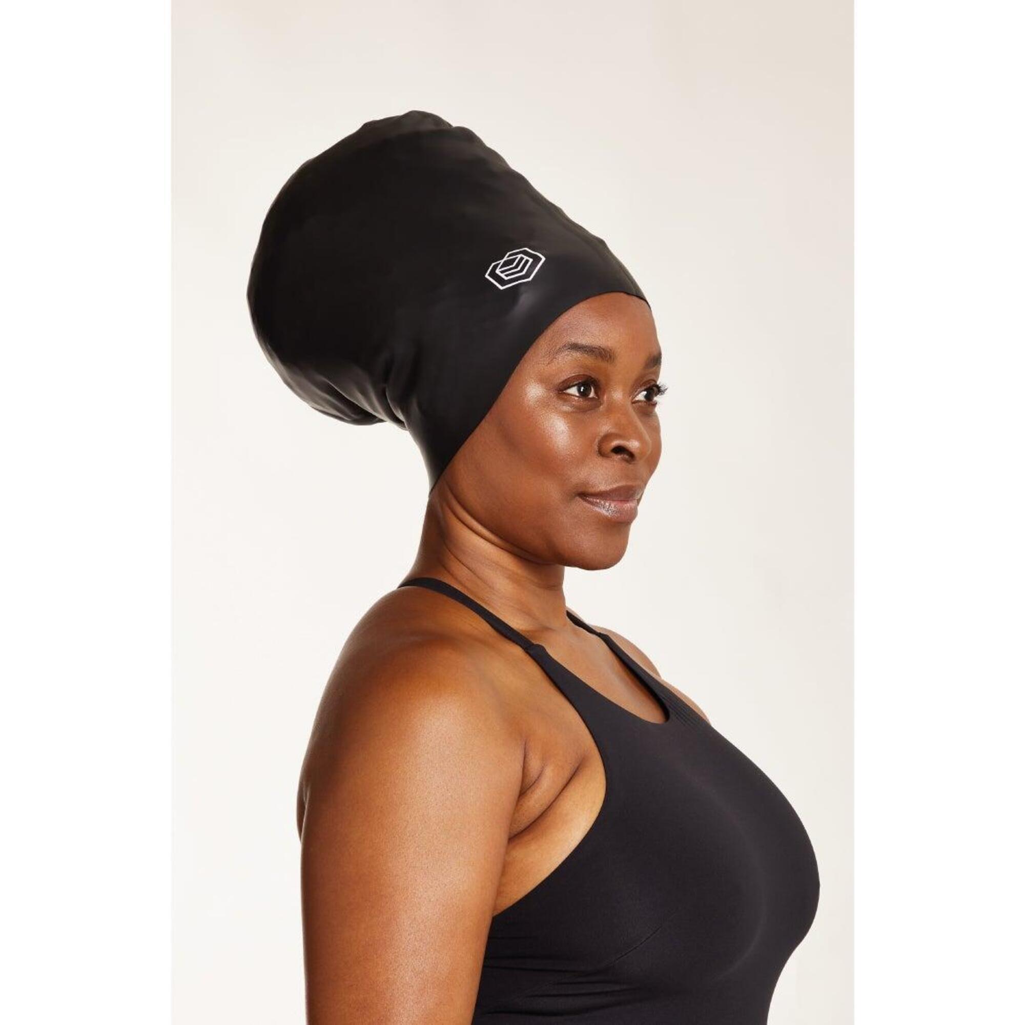 Swim Cap for Long Hair (XXL) - Black 1/5