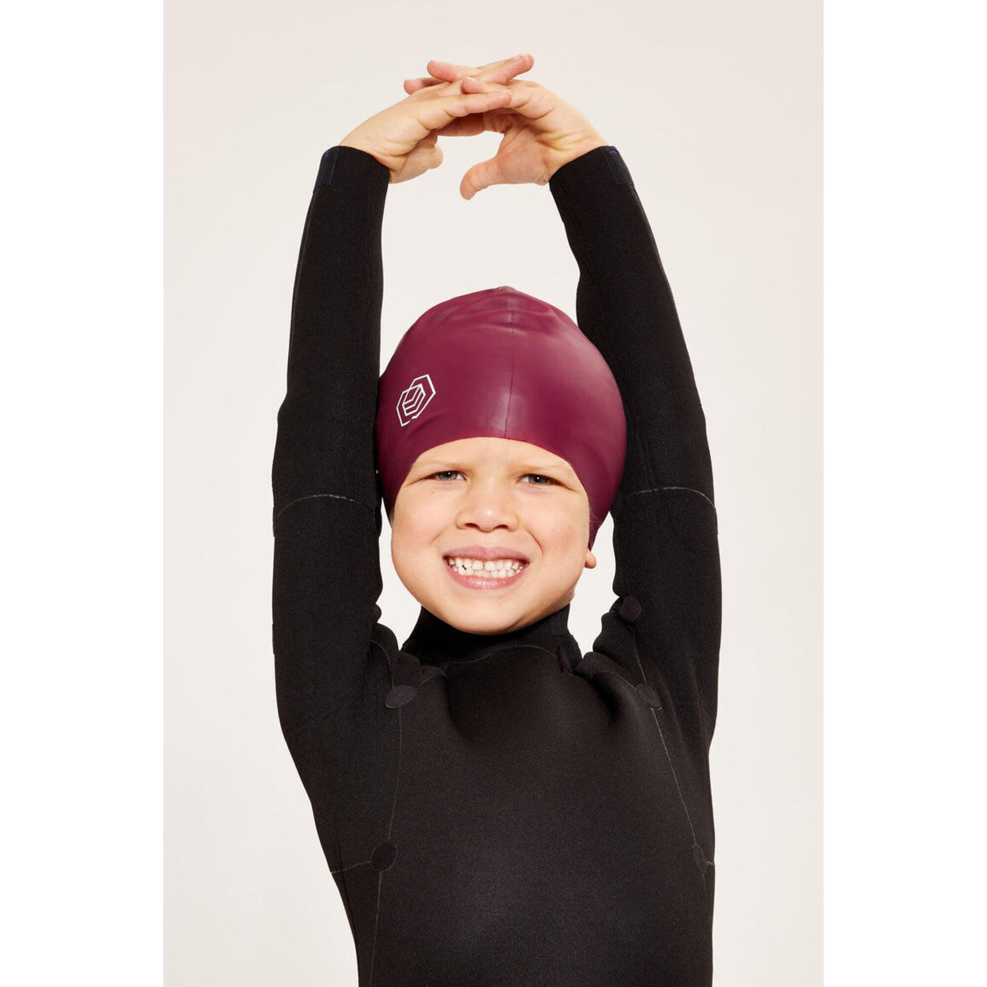 Children's Swim Cap for Long Hair (Medium) - Burgundy 1/5