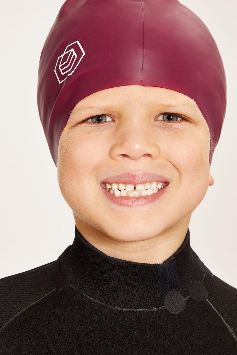 Children's Swim Cap for Long Hair (Medium) - Burgundy 4/5
