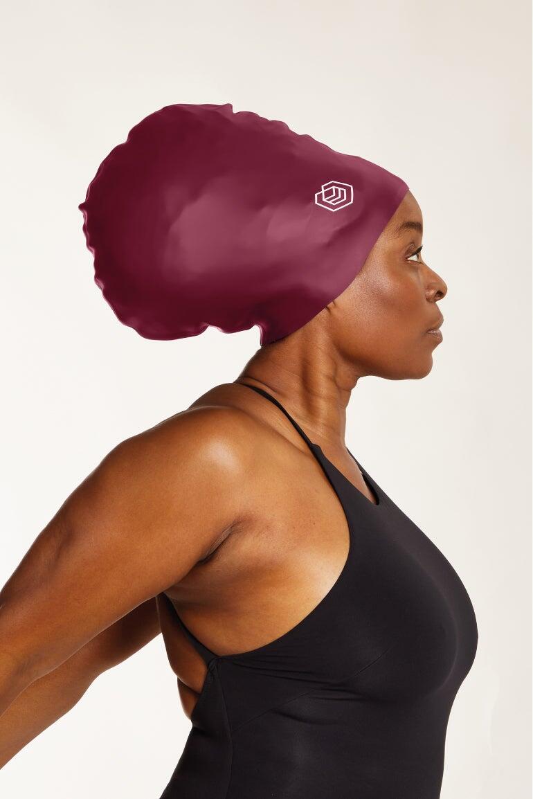 Swim Cap for Long Hair (XXL) - Burgundy 3/5