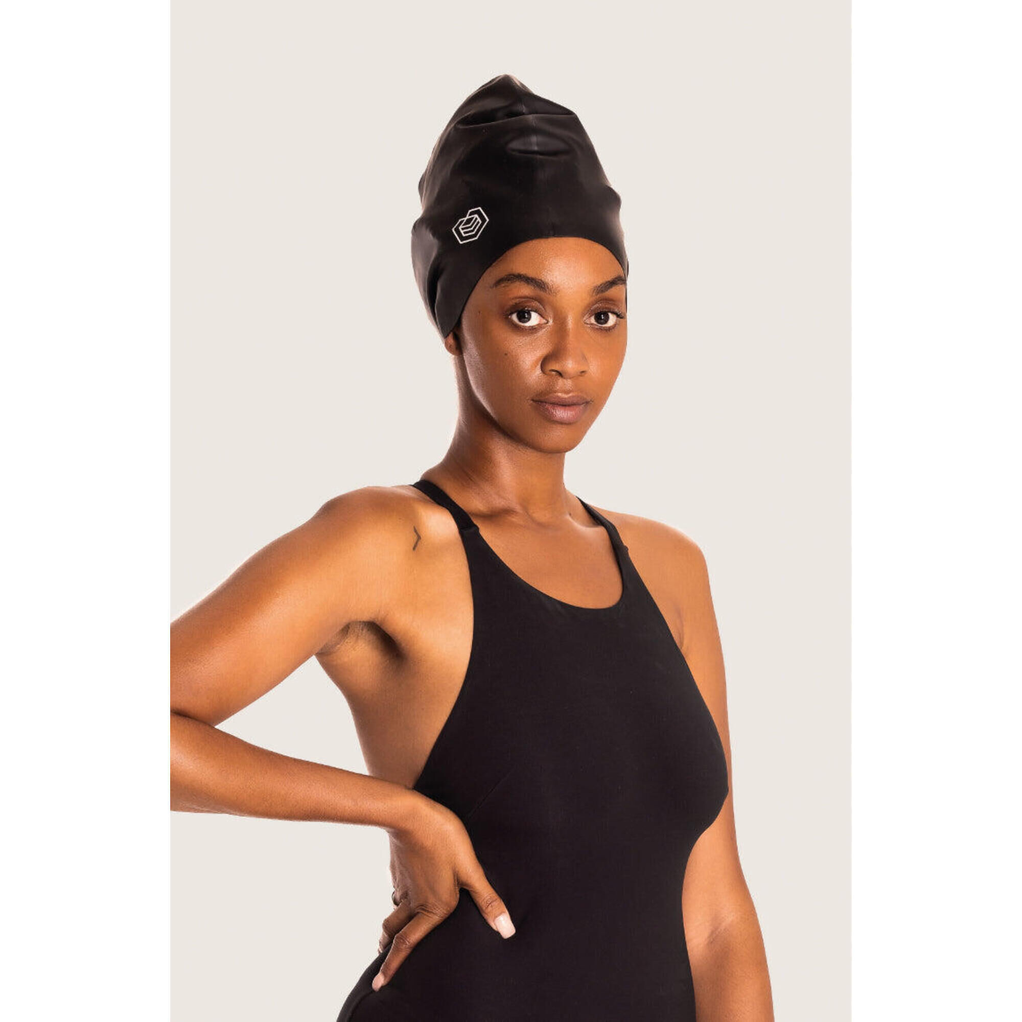 SOUL CAP Swim Cap for Long Hair (XL) - Black