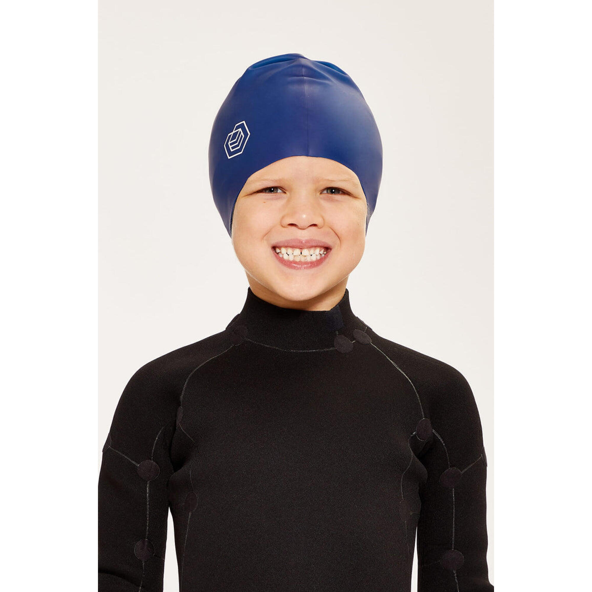SOUL CAP Children's Swim Cap for Long Hair (Medium) - Navy