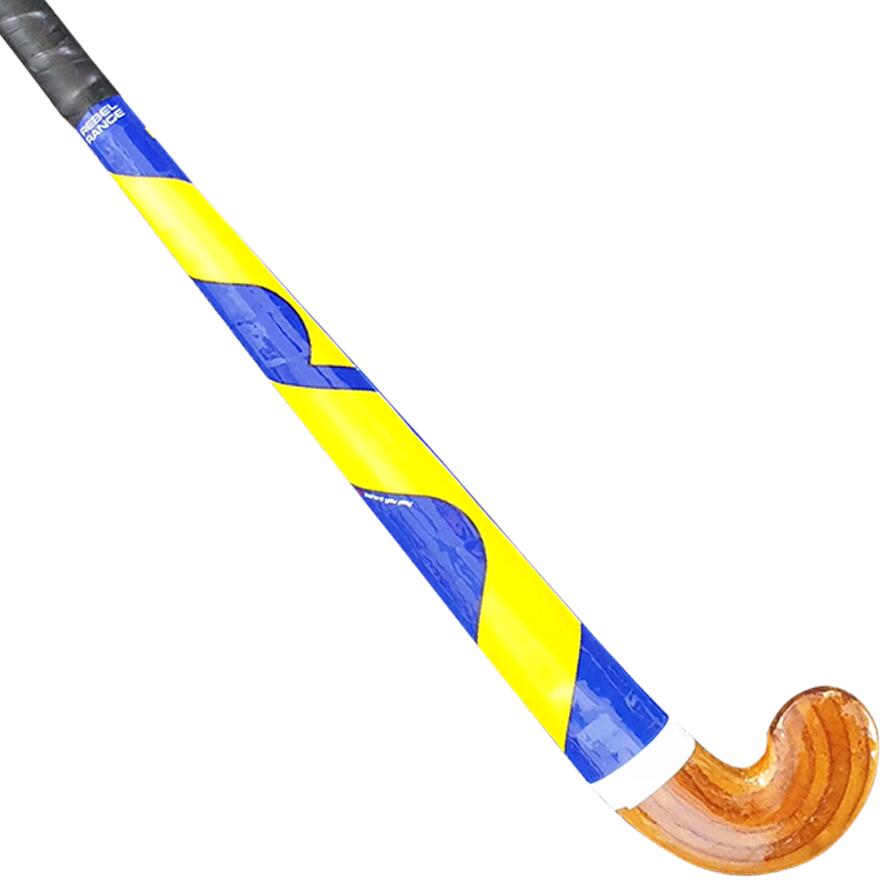 Mercian Maestro Wooden Junior Outdoor Stick, Blue/Yellow 1/4