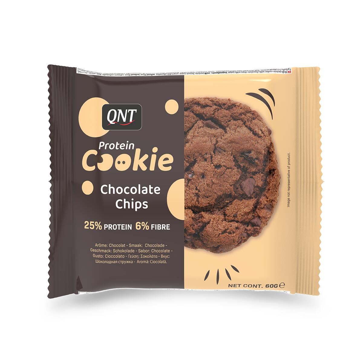 COOKIE ALLE PROTEINE - Gocce di cioccolato - 12 x 60 g |  Qnt