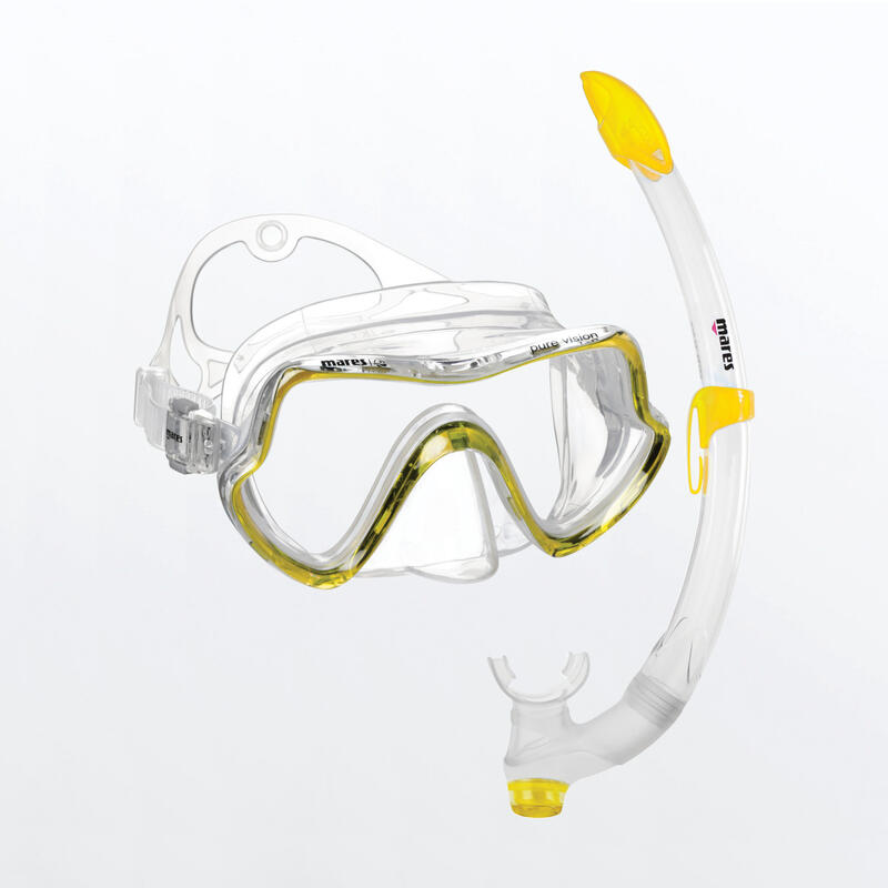 Kit Máscara Tubo Snorkel Combo Pure Vision Adulto Amarillo