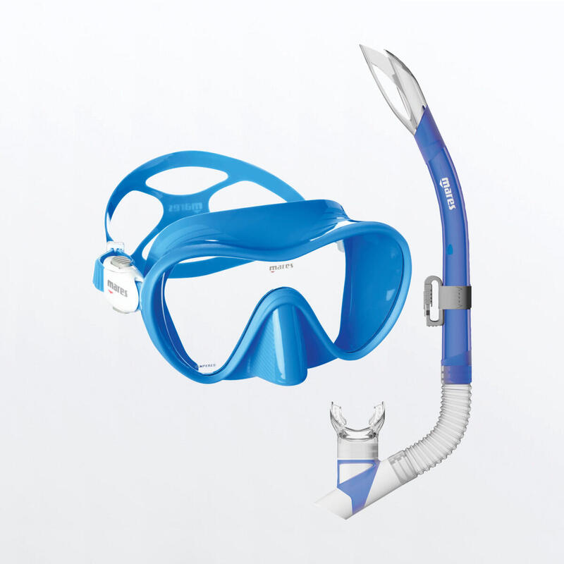Conjunto Máscara e Tubo de Snorkeling Combo Tropical Adulto Azul