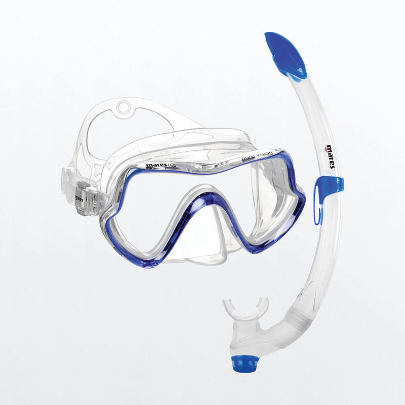 Conjunto Máscara e Tubo de Snorkeling Combo Pure Vision Adulto Azul