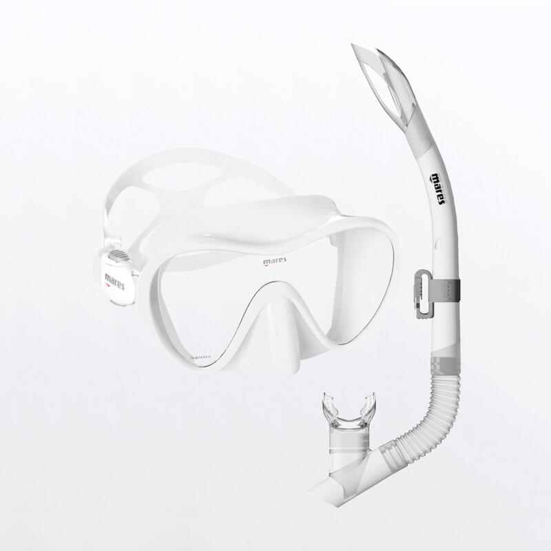 Conjunto Máscara e Tubo de Snorkeling Combo Tropical Adulto Branco