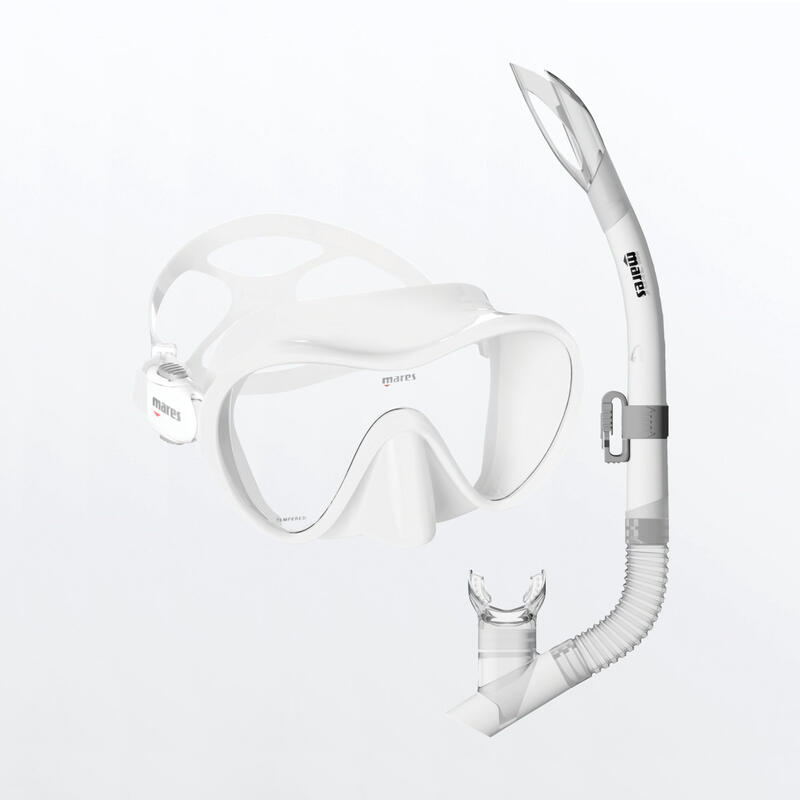 Masque et Tuba de Snorkeling Combo Tropical Adulte Blanc