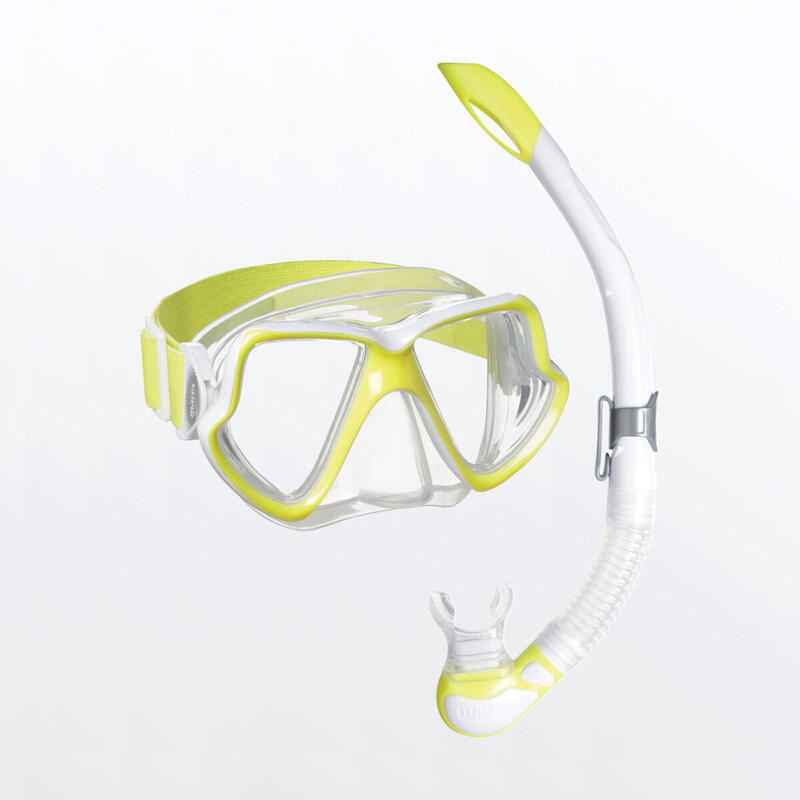 Kit Máscara Tubo Snorkel Combo Wahoo Neon Adulto Amarillo