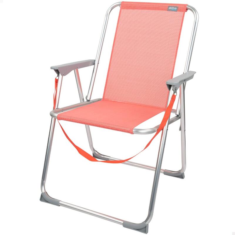 Cadeira de praia dobrável em alumínio fixa coral Aktive