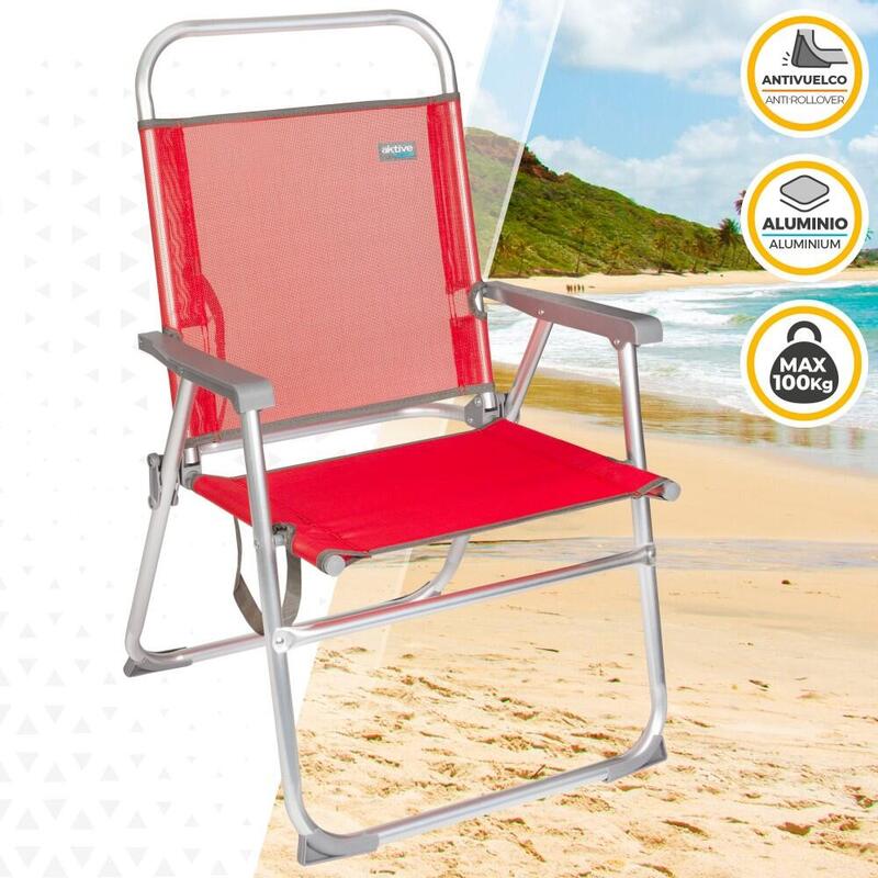 Cadeira de praia dobrável em alumínio Aktive Beach  - vermelho
