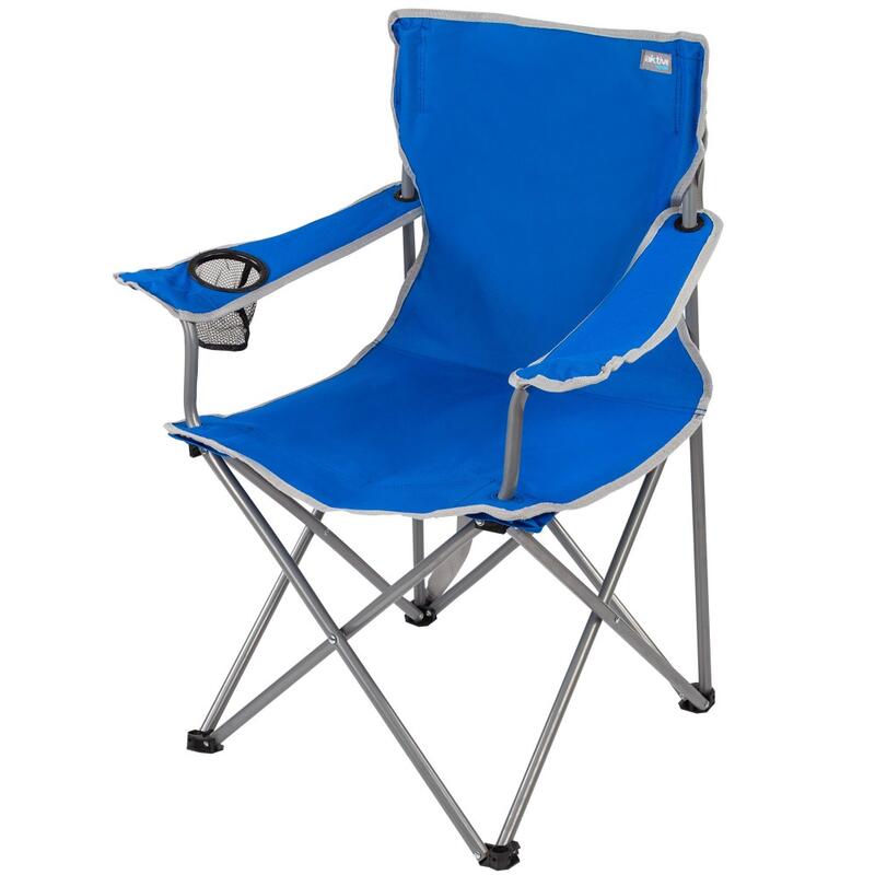 Silla plegable camping con posavasos azul Aktive