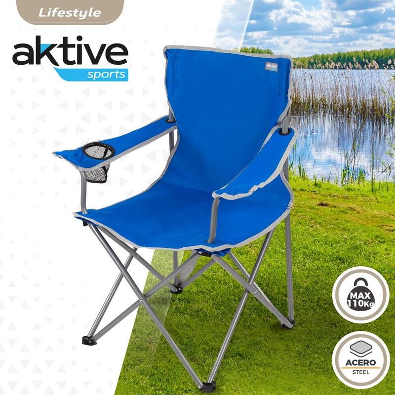 AKTIVE - Chaise de Camping avec Porte-Gobelet