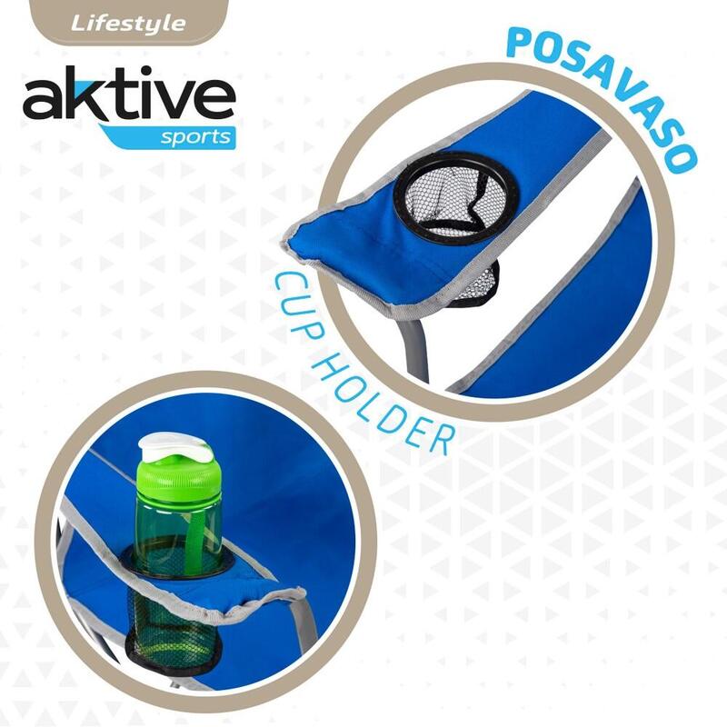 Cadeira de campismo dobrável com porta-copos azul Aktive