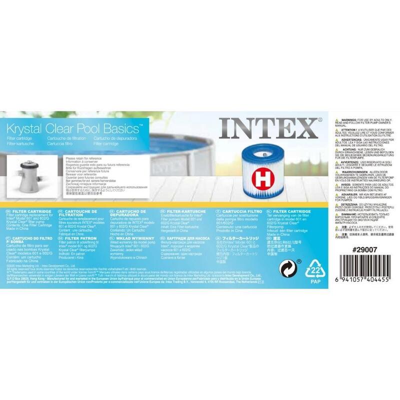 Cartouche filtrante Intex Type H 29007 - Filtre pour pompe de filtration