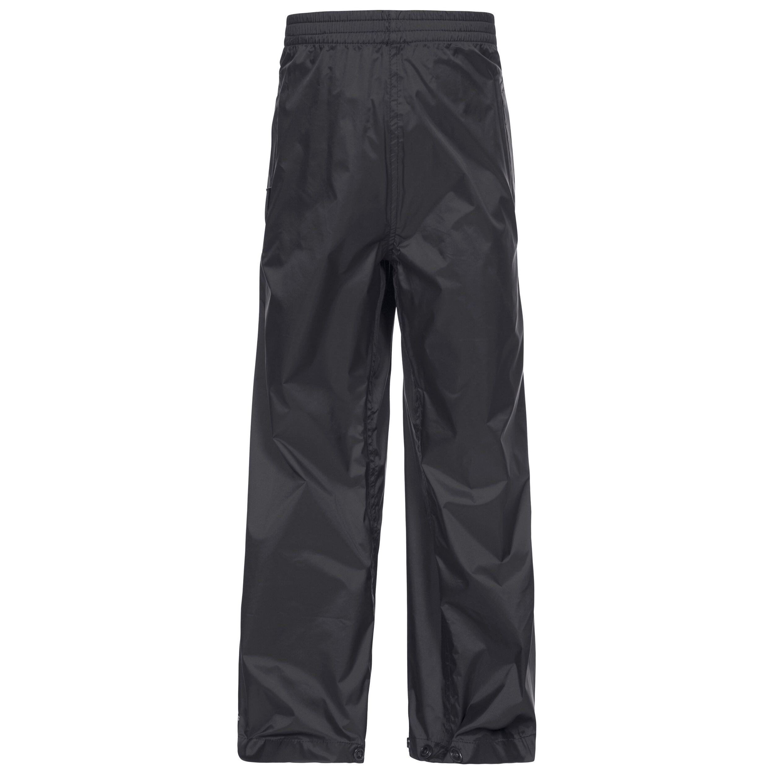 Children's Qikpac waterproof overtrousers (Black)