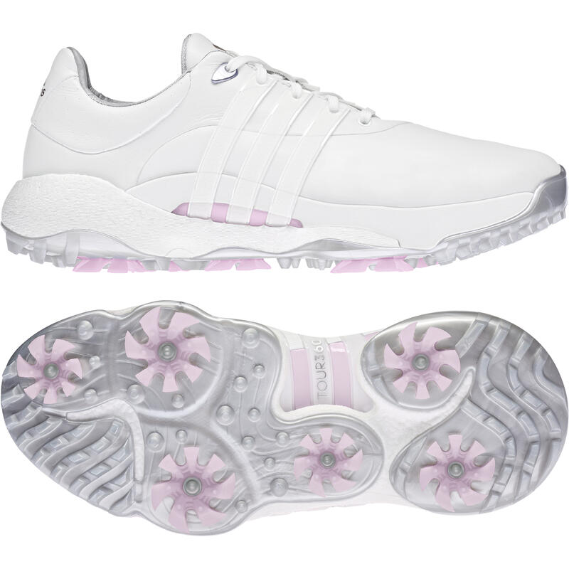 Scarpe da golf Adidas Tour360 22 da donna, bianco/rosa