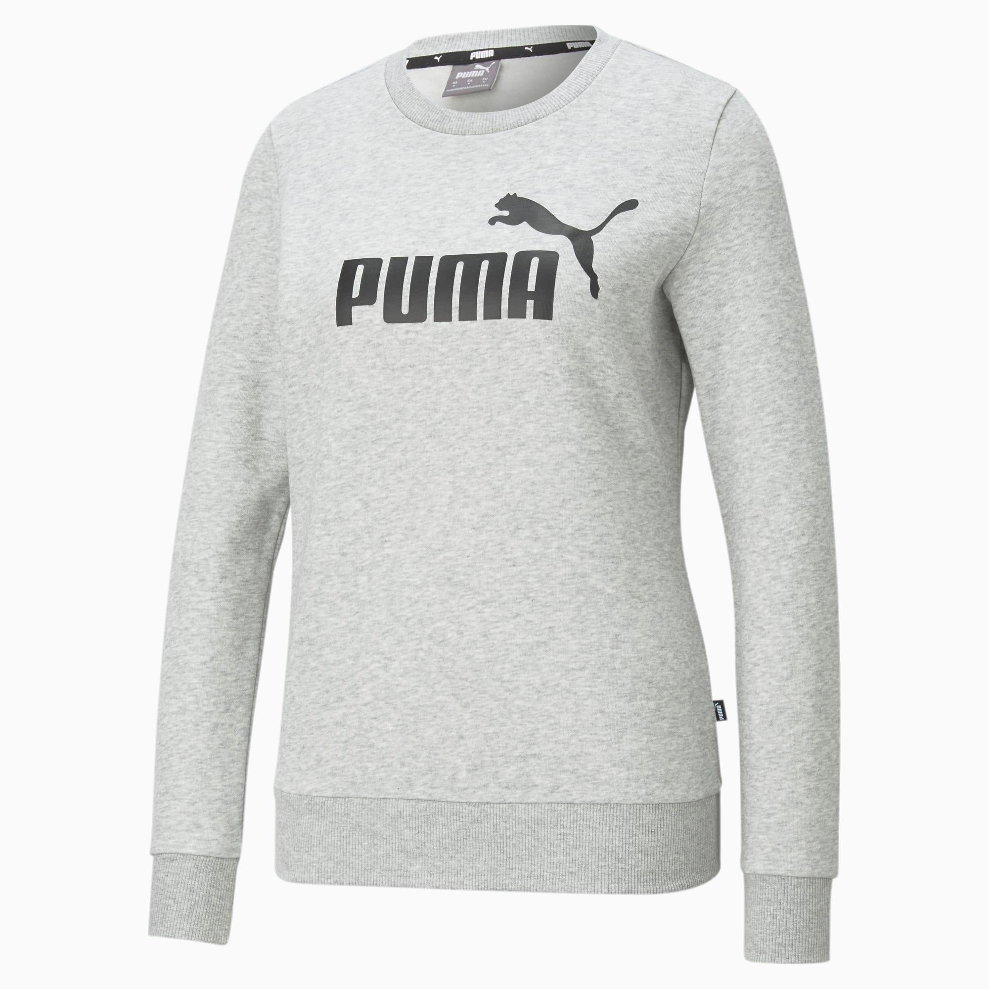 Puma Women's ESS Logo Crew, Light Grey Heather 1/5