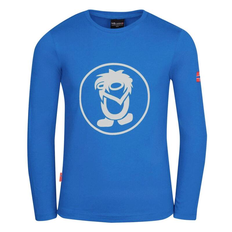 Kinder Longsleeve Troll Leuchtendes Blau/wolkig grau