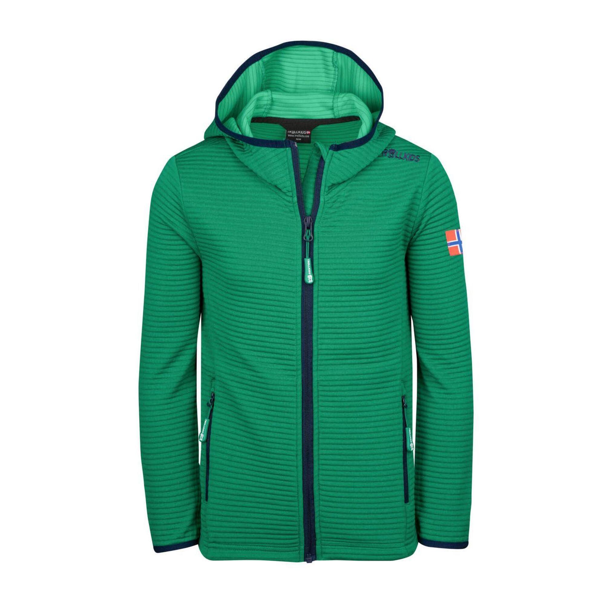 Pepper green/navy blue Sogndal children's fleece jacket