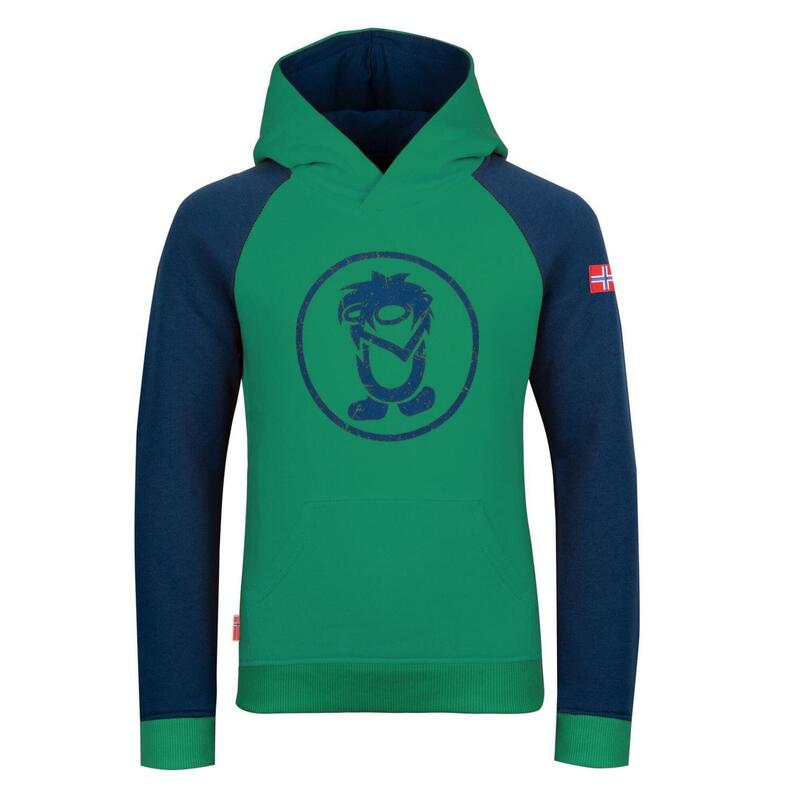 Sweat à capuche enfant Stavanger vert poivre/bleu marine