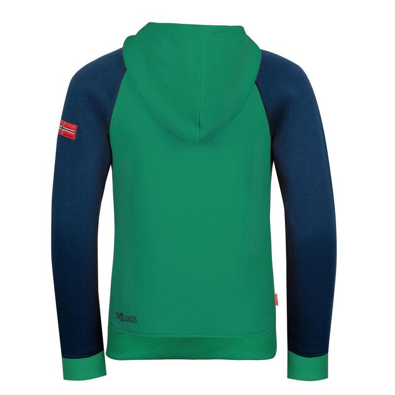 Sweat à capuche enfant Stavanger vert poivre/bleu marine