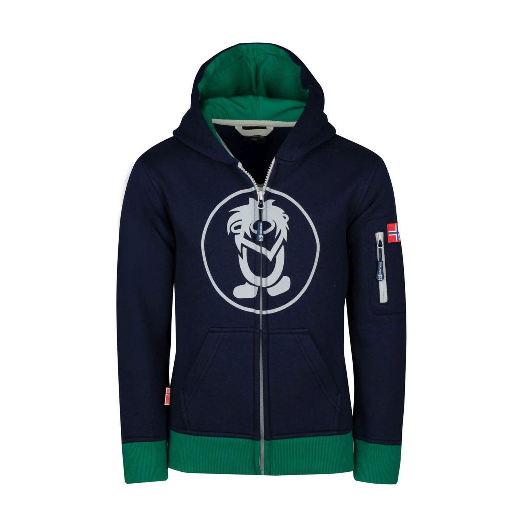 Sortland children's hoodie navy blue/pepper green